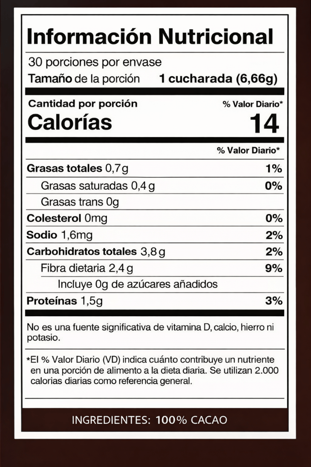 Cacao con alto contenido de flavanoles Naiya