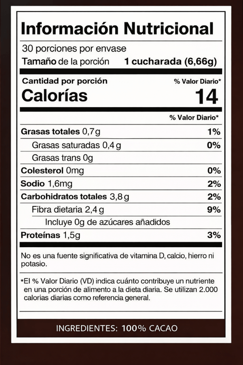 Cacao con alto contenido de flavanoles Naiya